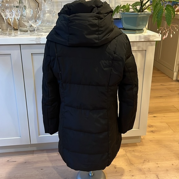 EUC Cole Haan down filled black high neck hooded collar zip & snap front close - Picture 15 of 15